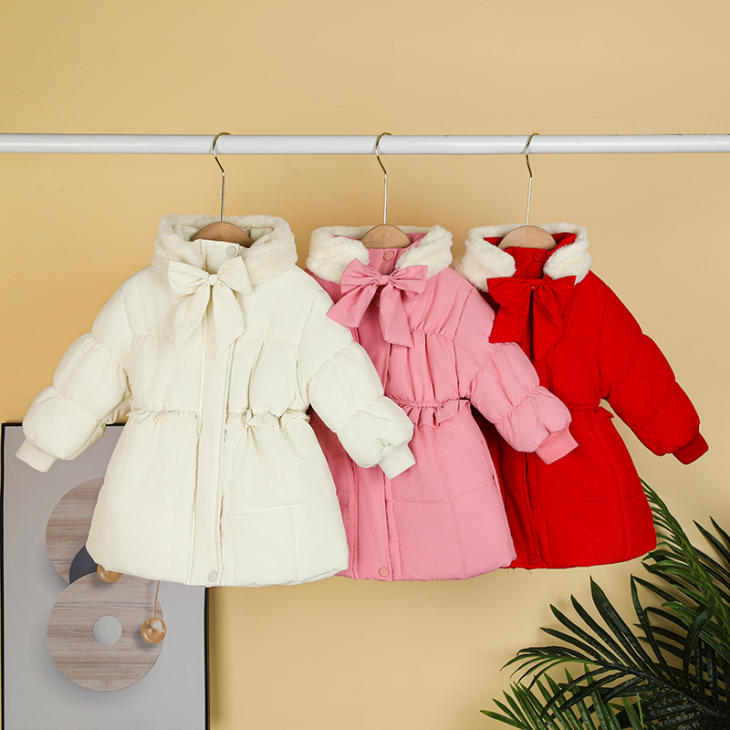 女童棉服冬季新品加厚洋气宝宝超厚新款中长款儿童棉服中小童棉袄-封面
