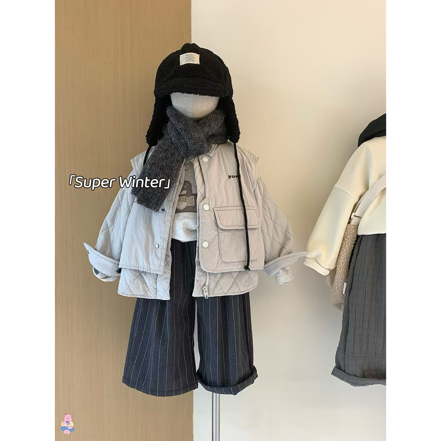 男童冬季新款韩版休闲插袋夹棉外套保暖百搭棉服上衣时尚潮童套装