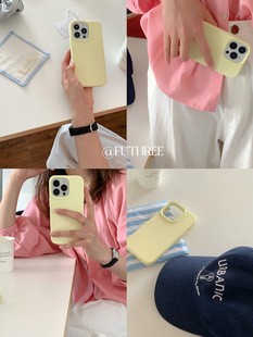 一头蒜蒜 温柔奶黄色夏日清新液态硅胶适用iPhone16promax苹果15手机壳14全包边简约软壳 日韩风ins博主同款