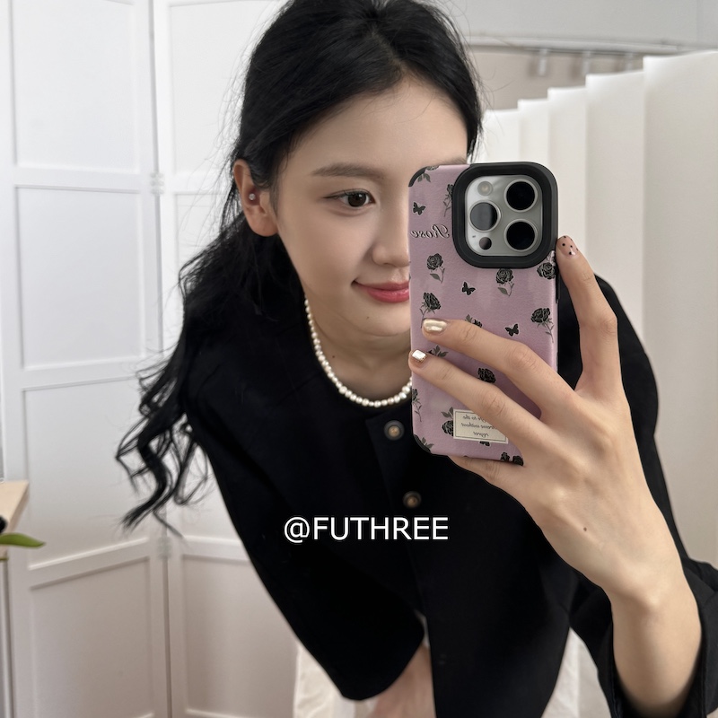 紫色贴皮软壳苹果少女16pro防摔