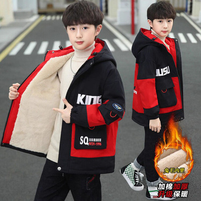 男童加绒加厚棉衣外套秋冬季衣服