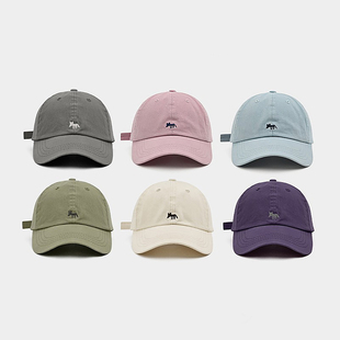 2025新款刺绣小狐狸鸭舌帽女显脸小蓝色帽子男款百搭宽帽檐棒球帽