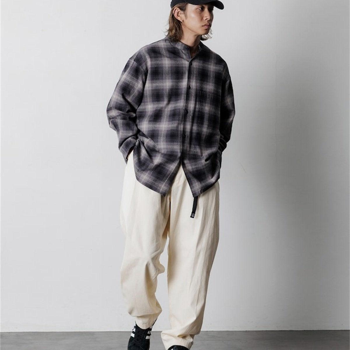 fs25新品全棉法兰绒格子立领衬衣