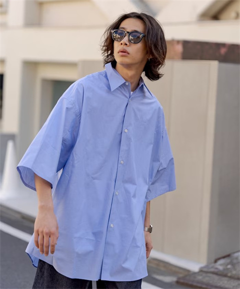 thumbnail for freaks store daily single fashion brand combed cotton mercerized short sleeve loose shirt lengthened oversize 24 spring new