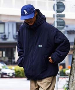 现货FREAK STORE宽松廓形防风尼龙刺绣彩标连帽棉服外套23AW