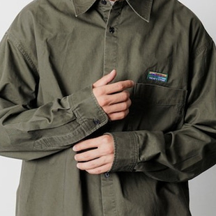 日潮freaks store25年秋新款全棉宽松休闲百搭水洗男长袖衬衣衬衫