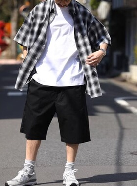 freaks store与penneys联名夏廓型宽松休闲抽绳工装五分男短裤