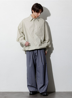 日潮freaks store25秋新丝光棉廓形宽松休闲衬衣下摆抽绳长袖衬衫