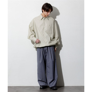 日潮freaks store25秋新丝光棉廓形宽松休闲衬衣下摆抽绳长袖衬衫