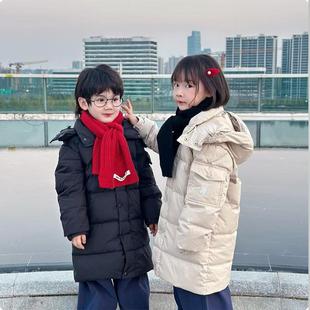 新M家中长款儿童羽绒服男女宝宝童装加厚长款韩版可脱卸帽外套冬