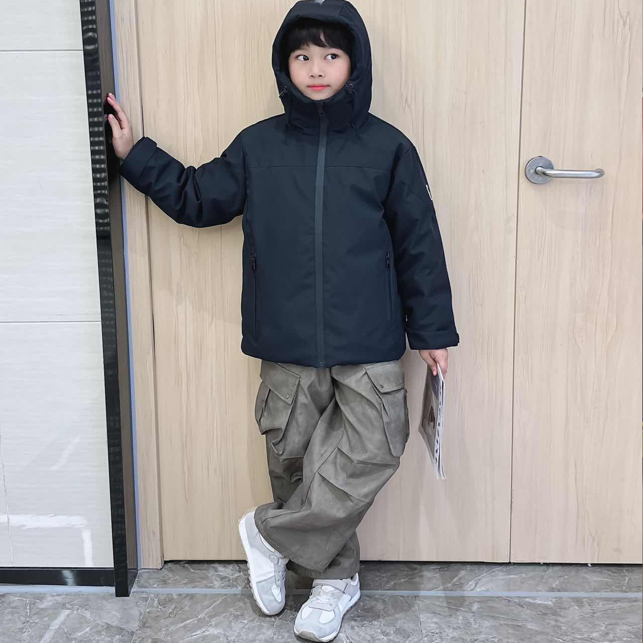 25新款M家儿童鹅绒服男女童产装加厚中长款保暖户外时尚羽绒服冬