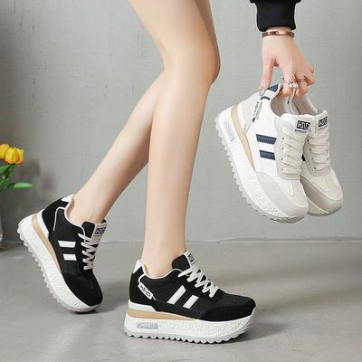 网面透气运动鞋女2025夏秋季新款阿甘鞋厚底老爹鞋轻便防滑旅游鞋