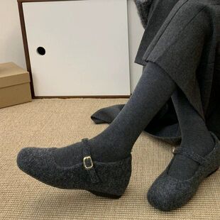 女秋冬季 加绒勃肯鞋 2025新款 平底灰色毛毛鞋 雪地靴 不二鞋 棉鞋 坊