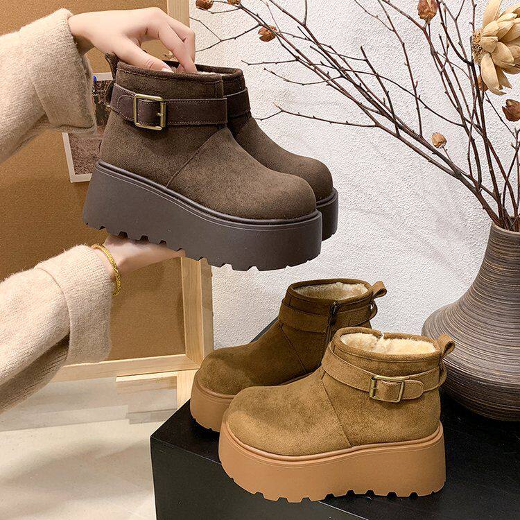 松糕厚底雪地靴女2025新款冬季增高马丁靴加绒加厚保暖东北大棉鞋
