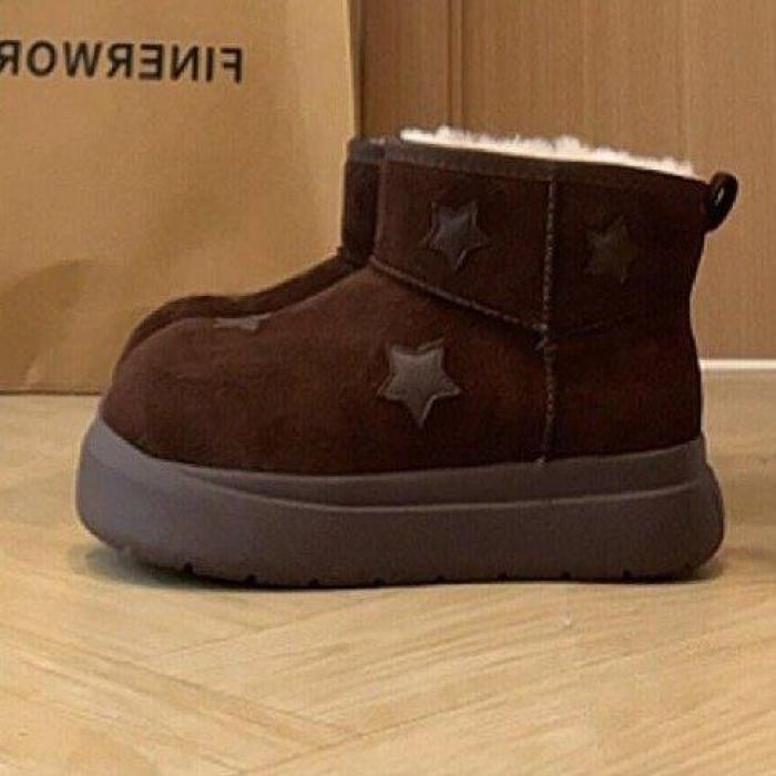 厚底加绒勃肯鞋女2025冬季新款小个子内增高复古百搭棉鞋雪地靴