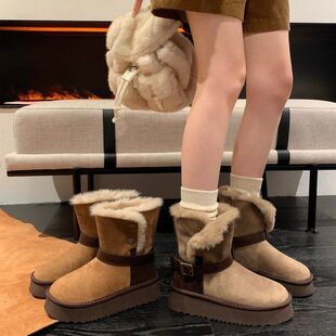 保暖棉鞋 加厚柔软2024年新款 雪地靴 很暖皮毛一体冬季 冬天真