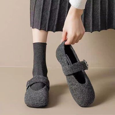 隐形内增高7CM！不累脚粗跟玛丽珍女鞋2025春夏粗跟芭蕾舞单鞋