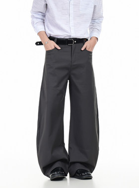 GCINIM401美式复古阔腿西裤男宽松垂感黑色长裤简约风休闲西裤