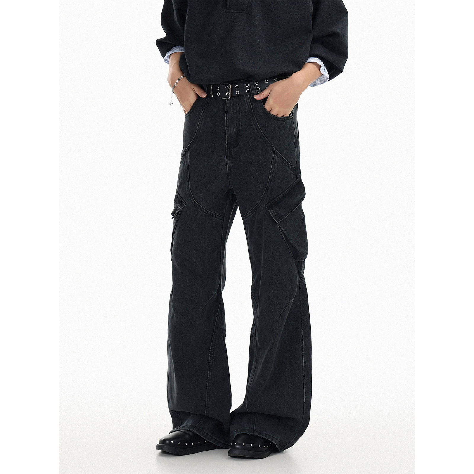 GCINIM401美式复古水洗解构大口袋牛仔裤男女百搭显瘦阔腿工装裤,男装,牛仔裤,淘宝优惠券,粉丝福利购,淘宝优惠卷