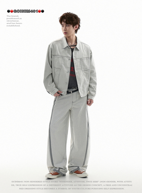 GCINIM401美式复古牛仔外套男女宽松百搭休闲情侣潮流外套夹克