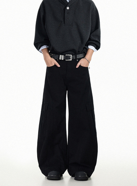 GCINIM401美式复古阔腿工装裤男女宽松直筒黑色长裤高级感休闲裤