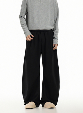 GCINIM401简约休闲风黑色宽松直筒卫裤男秋季百搭长裤