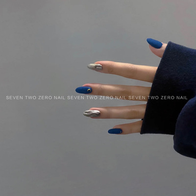 nail磨砂蓝水波纹显白手工魔镜粉