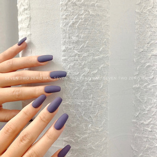 柒贰零Nail 手工光疗穿戴甲片可拆卸假指甲 超质感磨砂紫单色美甲