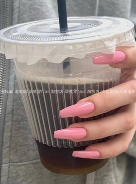柒贰零Nail 欧美辣妹芭比粉纯手工穿戴甲可拆卸成品甲片假指甲