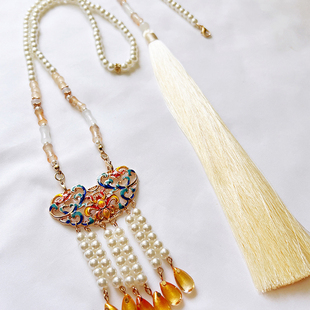 汉服璎珞长背云明制儿童流苏配饰新中式国风珍珠项圈配马面裙项链