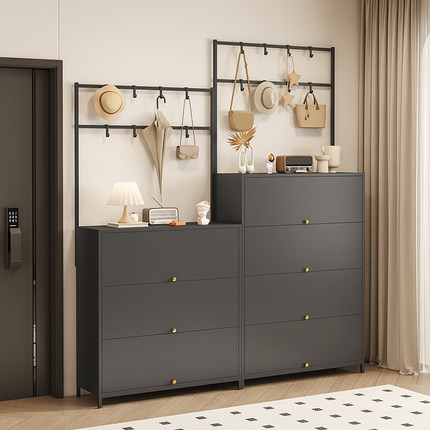 钢制鞋柜衣帽架一体落地多层防尘家用入户门口室内收纳靠墙玄关柜