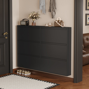 钢制超薄翻斗鞋 15cm家用门口一体靠墙大容量中古风极窄 柜2025新款