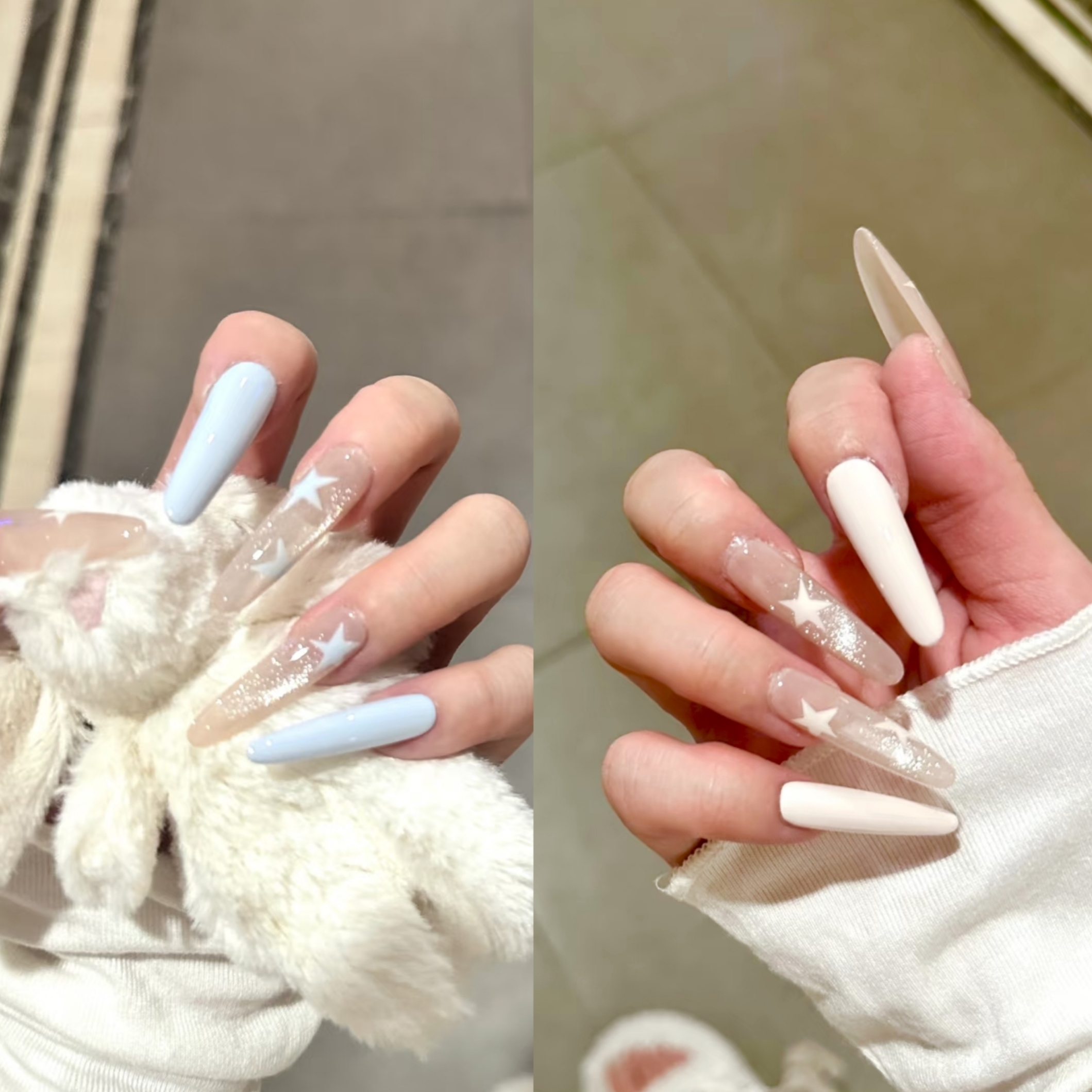 「甜星宝贝」手工穿戴甲夏季爆款温柔猫眼显白美甲贴片可拆孕妇