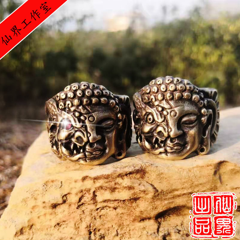 手工雕刻制作佛魔一念之间戒指