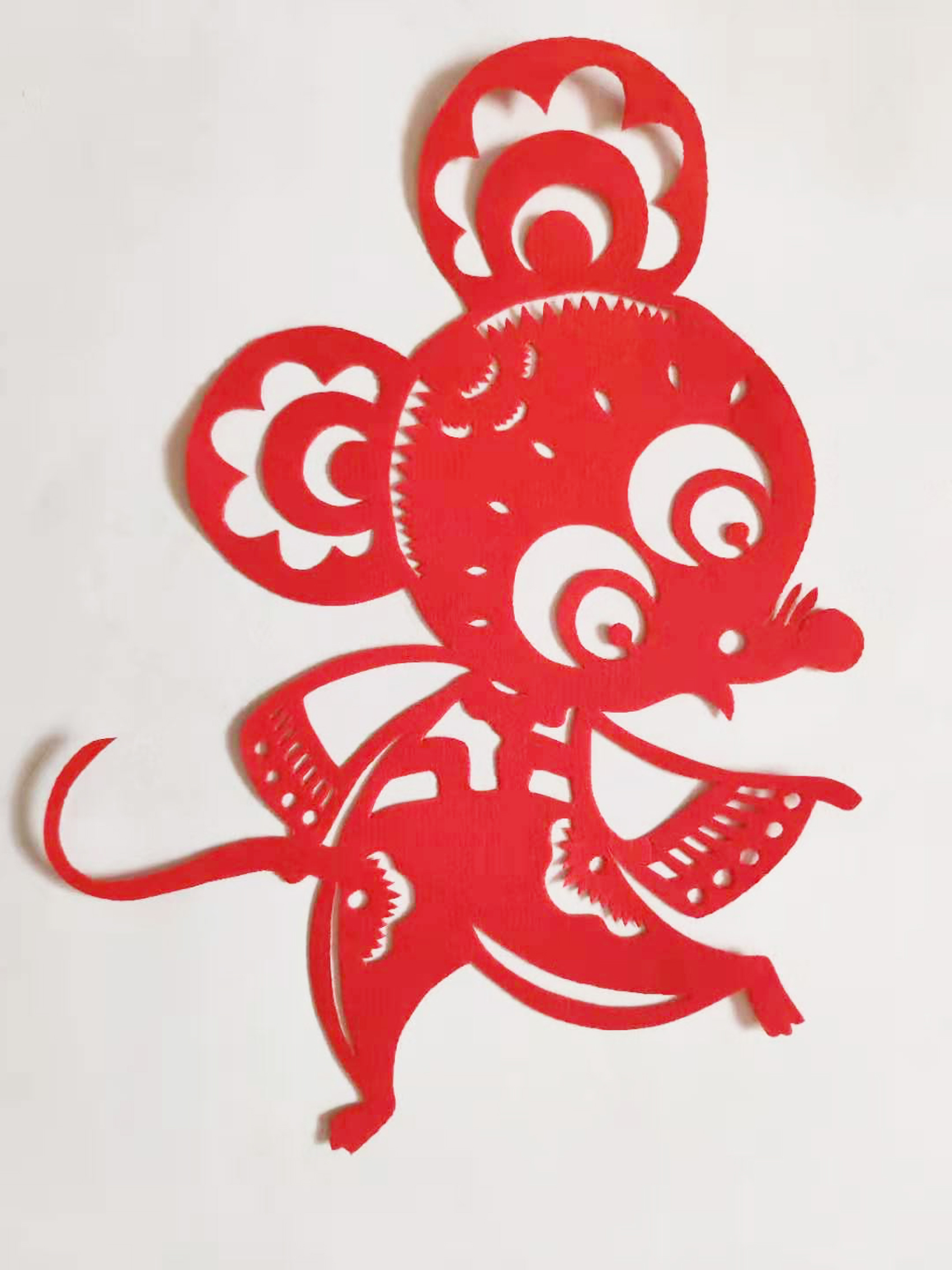 老鼠剪纸窗花剪画贴画窗户玻璃贴学生儿童纯手工红宣纸小尺寸老鼠
