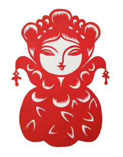 满族格格 满族图腾 满族仕女 人物剪纸 纯手工 红宣纸 少数民族