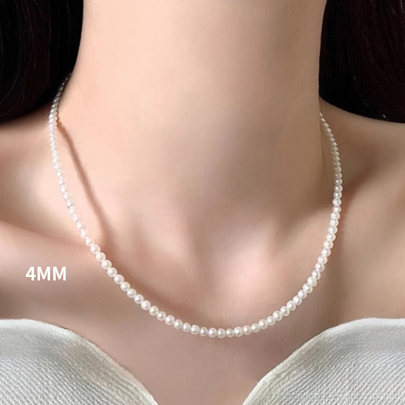 4mm珍珠项链女极细锁骨链