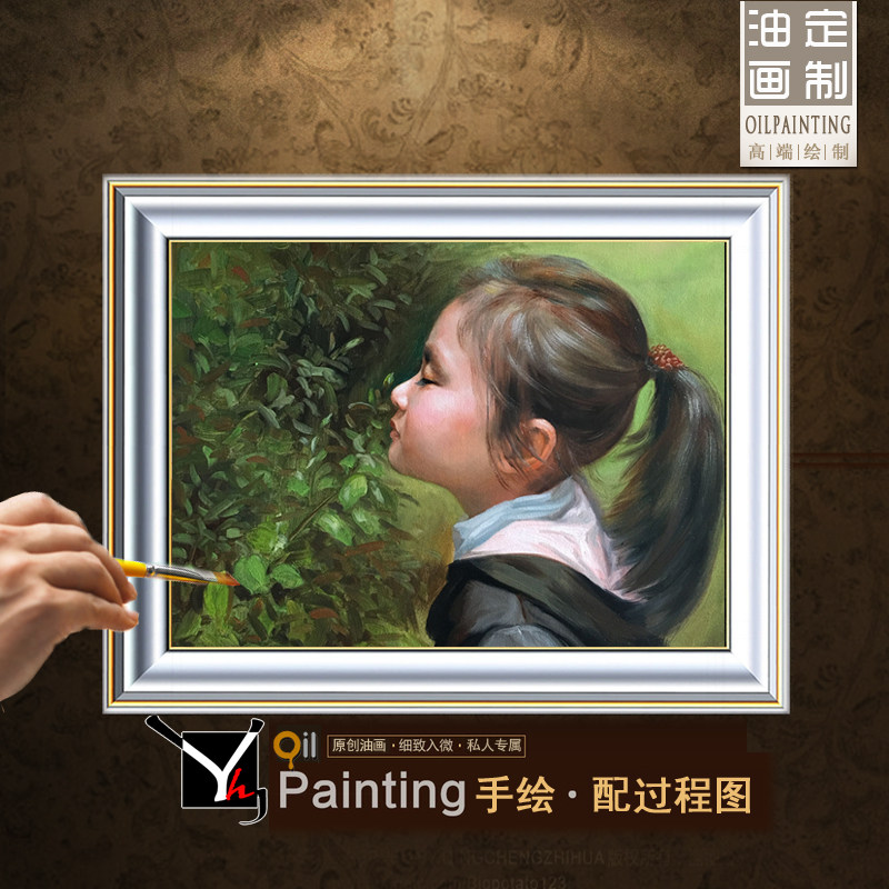 定制小女孩肖像油画艺术收藏品原创纯手绘写实高品质油画儿童礼物
