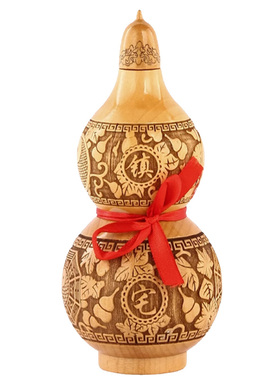 桃木可开盖葫芦工艺品玄关摆件