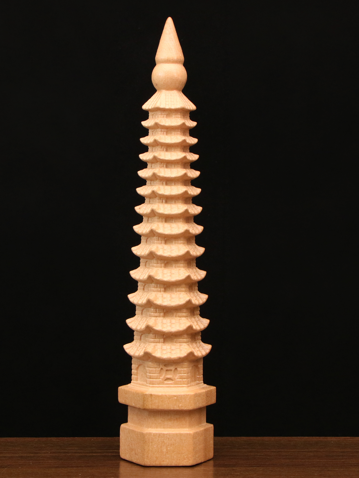 桃木文昌塔摆件实木雕刻工艺品学生书桌摆放整木塔实心书房塔摆件