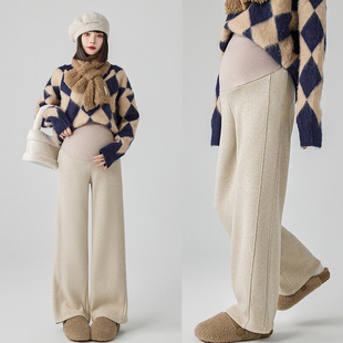 子秋冬羊绒休闲裤 小个子打底裤 外穿直筒裤 春秋季 托腹阔腿裤 孕妇裤
