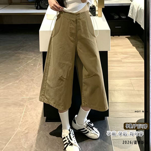 孕妇裤子夏季阔腿七分裤薄款侧边调节直筒外穿休闲裤小个子打底裤