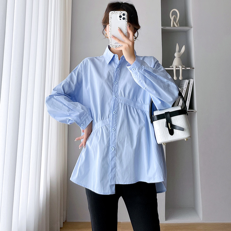 출산 착용 봄 가을 긴팔 베이비 돌 스웨터 새로운 한국 스타일 루즈 탑 셔츠 + 슬릿 배꼽 지원 바지 여성 정장