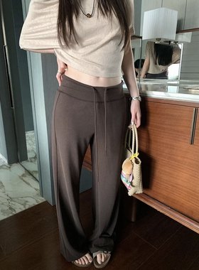 孕妇裤子春秋季无托腹休闲裤外穿抽绳高腰阔腿裤窄版夏季打底裤薄