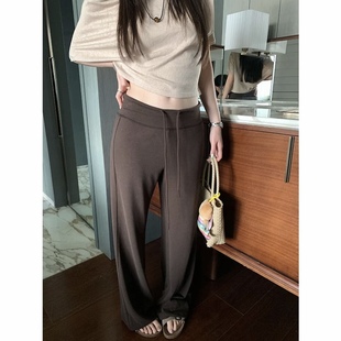子春秋季 产前后打底裤 无托腹休闲裤 窄版 外穿抽绳高腰阔腿裤 孕妇裤