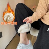 子冬装 打底长裤 加绒加厚托腹羊羔绒外穿大码 冬阔腿裤 休闲裤 孕妇裤