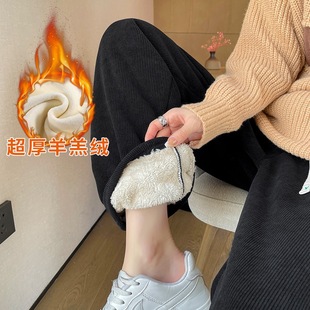 子冬装 打底长裤 加绒加厚托腹羊羔绒外穿大码 冬阔腿裤 休闲裤 孕妇裤