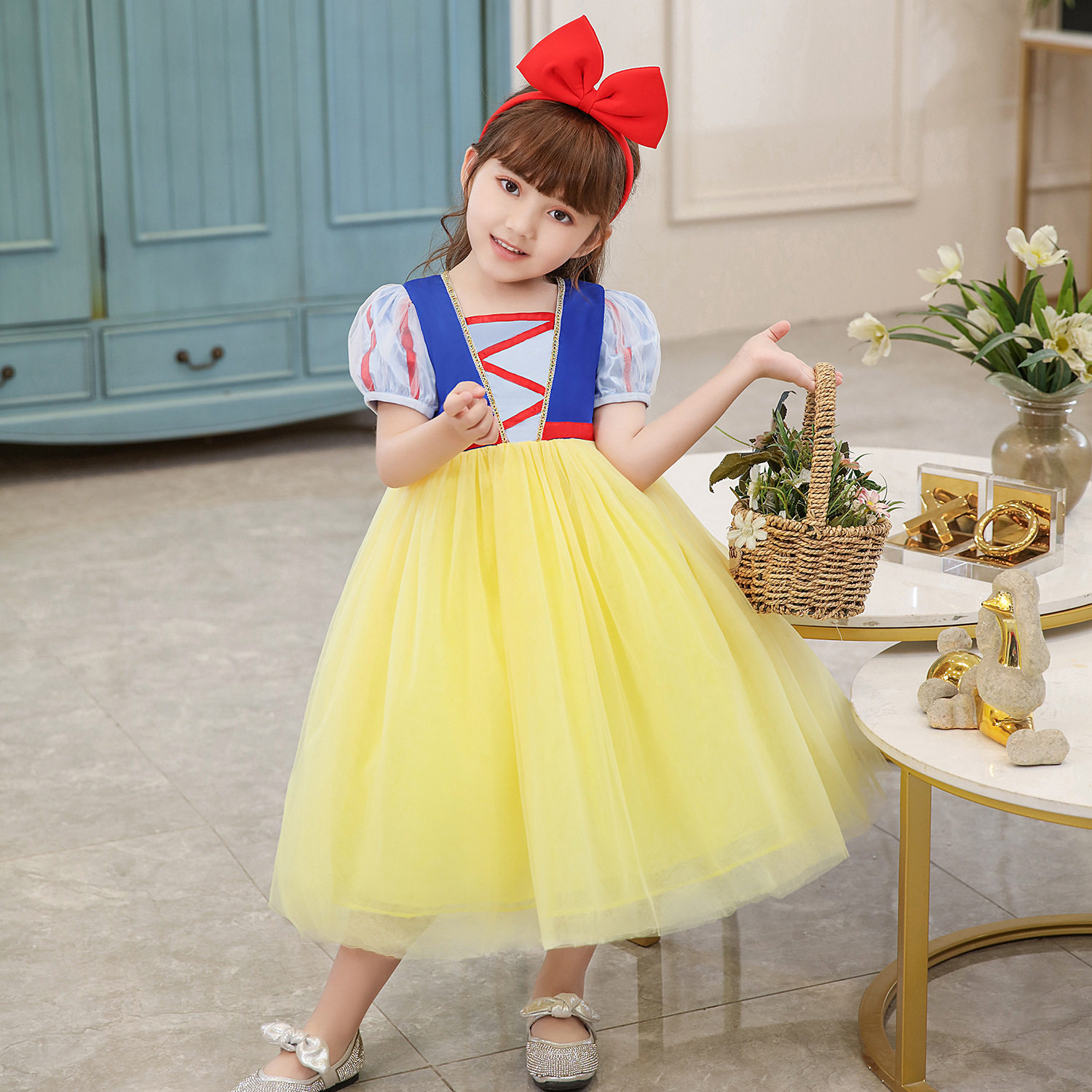 童话故事白雪公主连衣裙女童万圣节cosplay演出服装生日礼服夏季