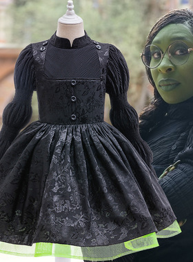 万圣节儿童演出服cosplay黑色魔法坏女巫沉睡魔咒艾芙芭扮演服