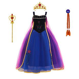 夏款 cosplay女童动漫角色扮演服 冰雪奇缘爱娜公主连衣裙欧美爆款